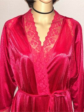 jcpenney Red Satin Lace-Trim Robe & nightgown 2 piece set
